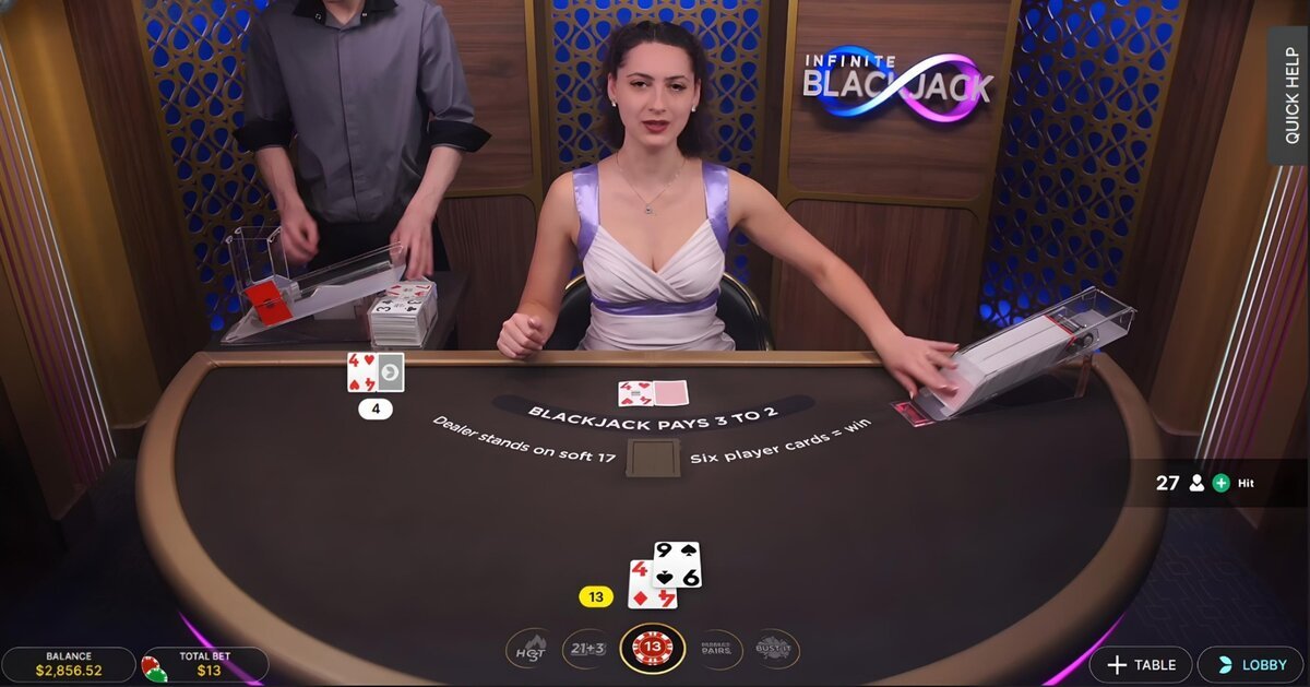 Infinite blackjack table with dealer