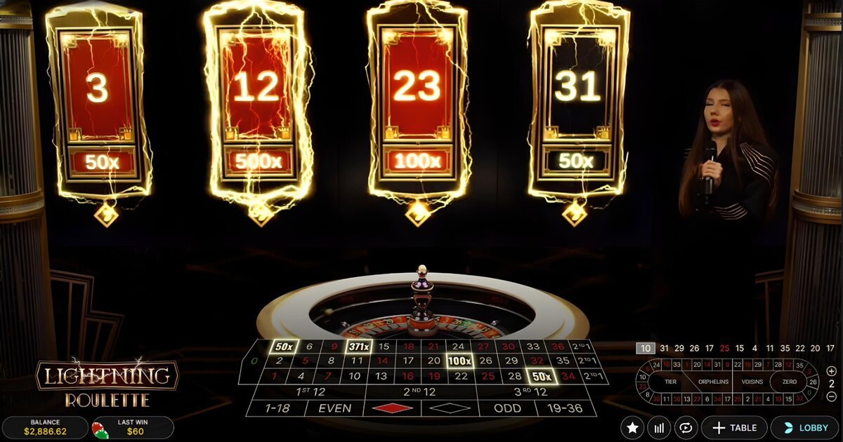 Lightning Roulette draw with multiplier numbers